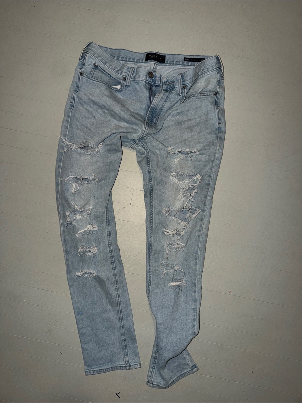 PacSun Light Wash Distressed Slim Straight Jeans